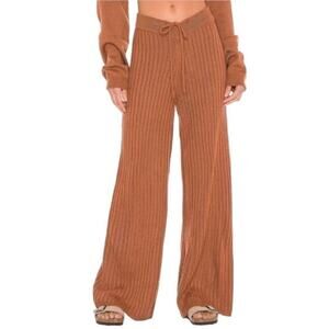 SNYDS Everyday Lounge Hendrix Ribbed Wide Leg Pants High Rise Drawstring Size S
